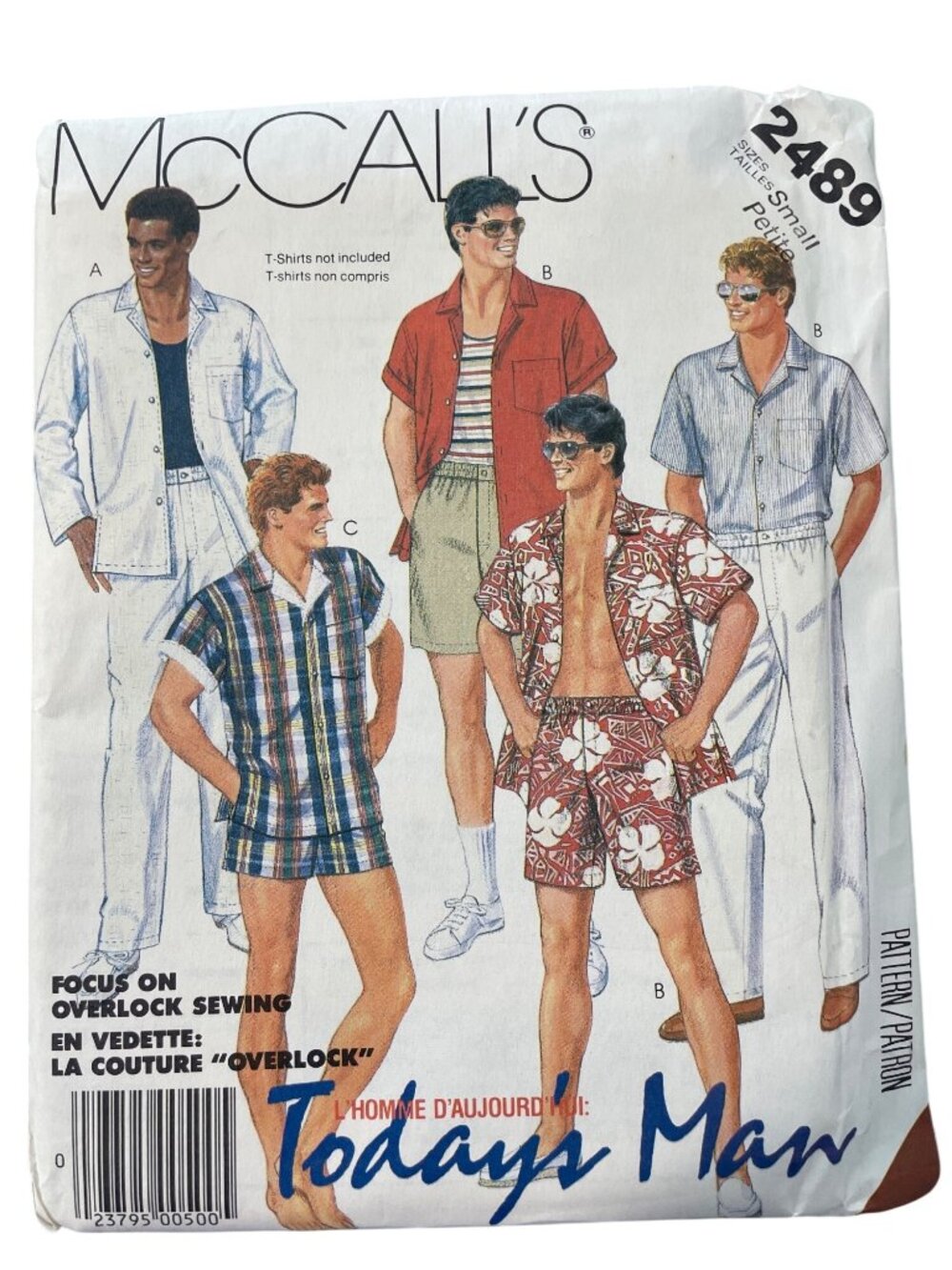 80s McCalls 2489 Mens Sewing Pattern Size Small Shirt Pants Shorts Swimsuit CUT